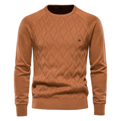 AIOPESON Argyle Basic Men Sweaters Solid Color O-neck Long sleeve Knitted Male Pullover Winter Fashion New Warm Sweaters for Men