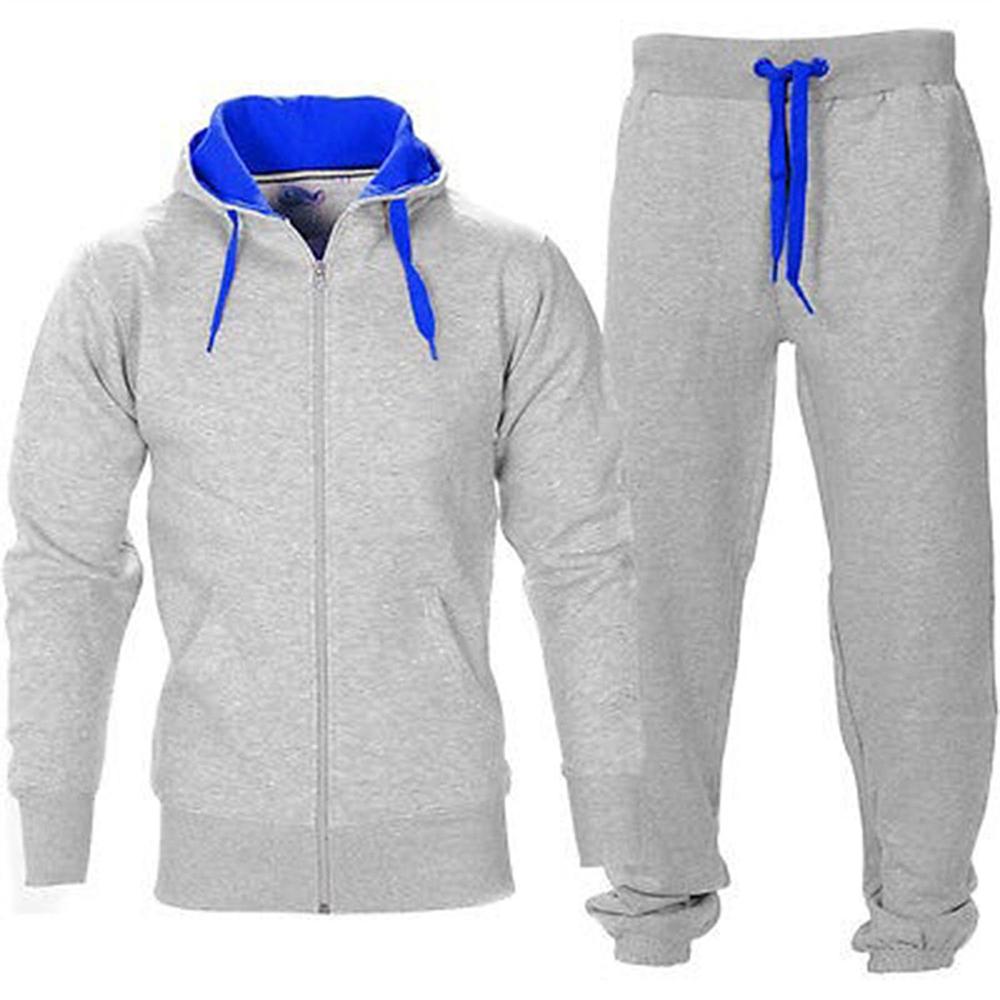 Pop Nice Autumn Winter Men's Sweatsuit Sets 2 Piece Zipper Jacket Track Suit Pants Casual Tracksuit Men Sportswear Set Clothes