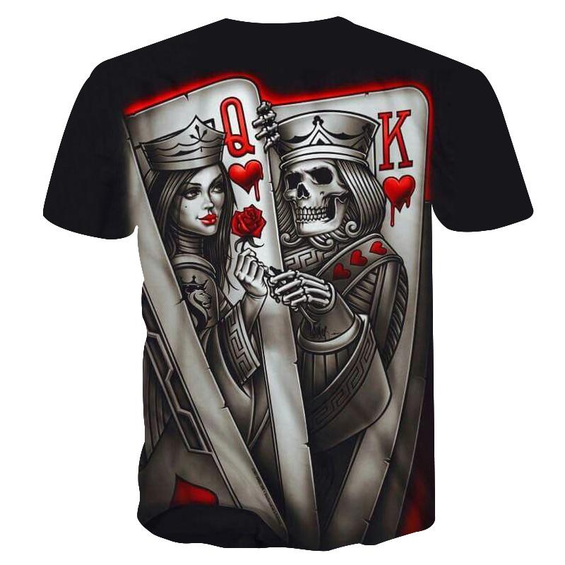 New Casual Skull Poker Printed T-Shirt Men Short Sleeve Tee Shirt Homme Black Design Tee Tops Male Summer Tops 3d t shirt