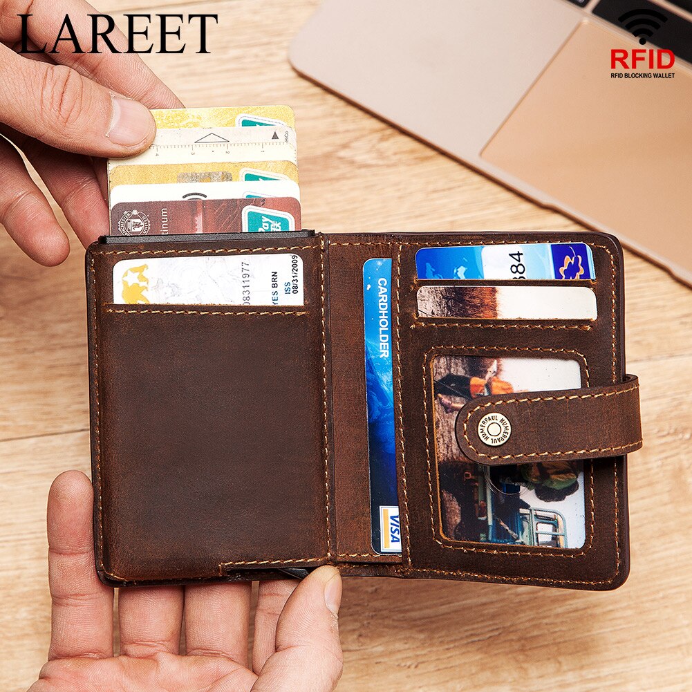 Thin Genuine Leather Man Wallets Credit Card Case ID Holder Short Zipper Purse Credential Bag Luxury Business Slim Male Walet