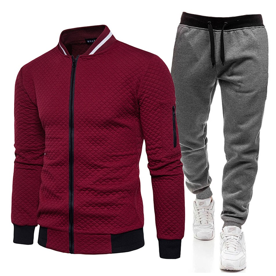 Winter Men Sportswear Set Brand Men Tracksuit Sporting Fitness Clothes 2 Pieces Long Sleeve Jacket+Pants Casual Men's Track Suit