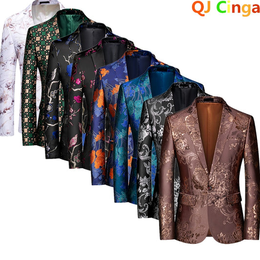 Luxury Men's Suit Jacket Wedding Business Dress Coat Men Fashion Slim Blazer QJ CINGA New Costume Homme Big Size M-5XL 6XL