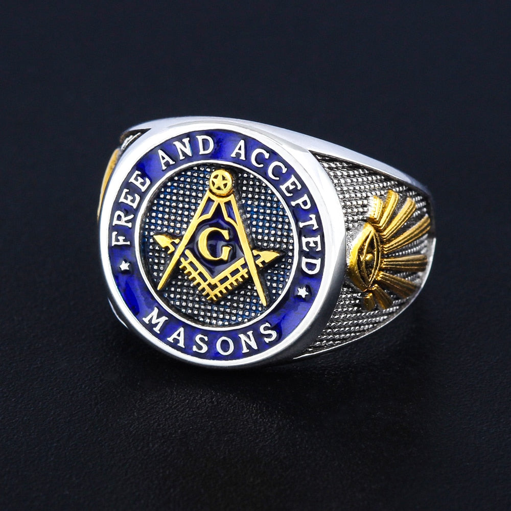 Free and Accepted Masons Blue Lodge Freemason Masonic 925 Sterling Silver Ring