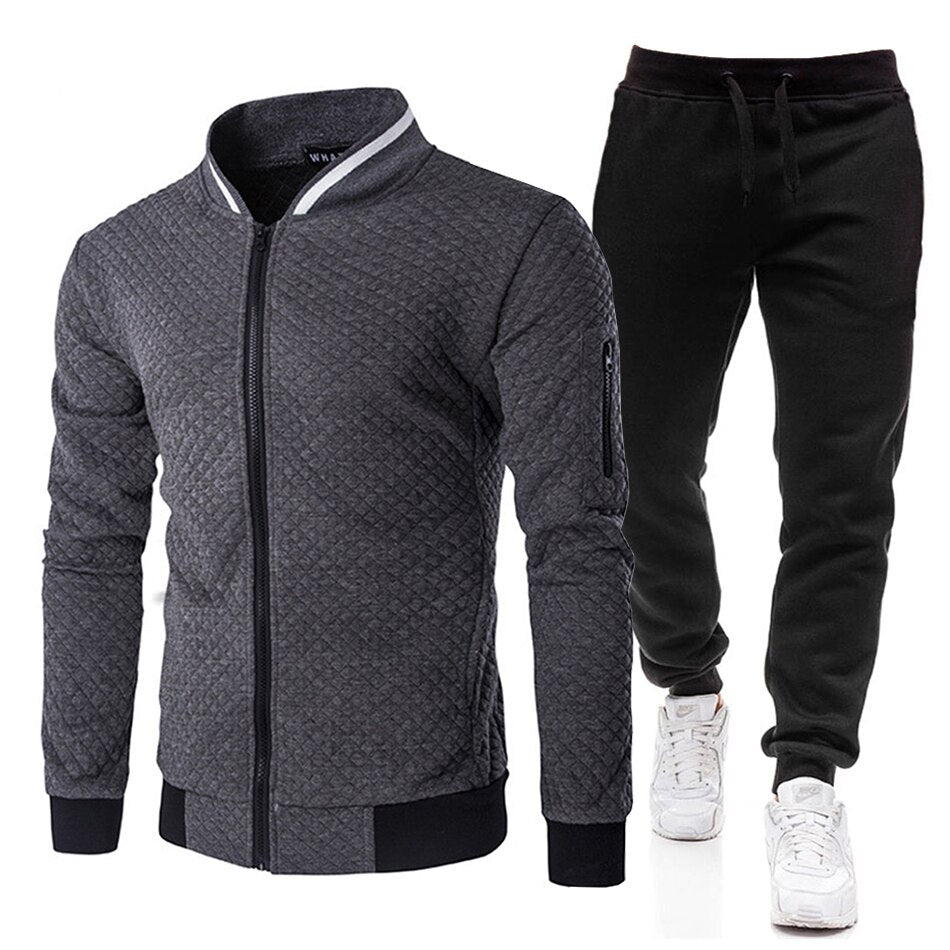 Winter Men Sportswear Set Brand Men Tracksuit Sporting Fitness Clothes 2 Pieces Long Sleeve Jacket+Pants Casual Men's Track Suit