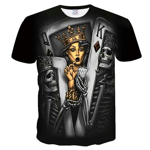 New Casual Skull Poker Printed T-Shirt Men Short Sleeve Tee Shirt Homme Black Design Tee Tops Male Summer Tops 3d t shirt