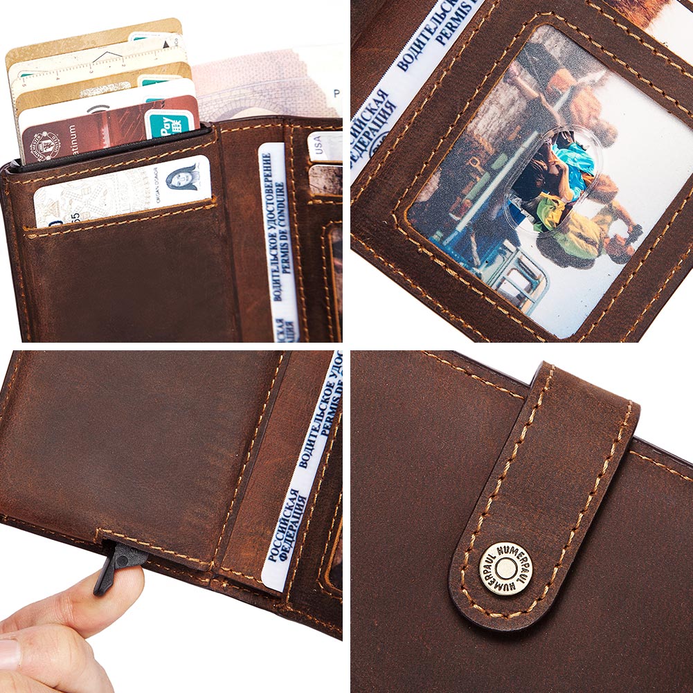 Thin Genuine Leather Man Wallets Credit Card Case ID Holder Short Zipper Purse Credential Bag Luxury Business Slim Male Walet