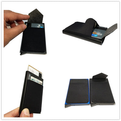 Men Women Pop-Up RFID Card Wallet, Mini Metal Aluminum Protective Gear Storage Bag, Quick Release Smart Wallet  id holder