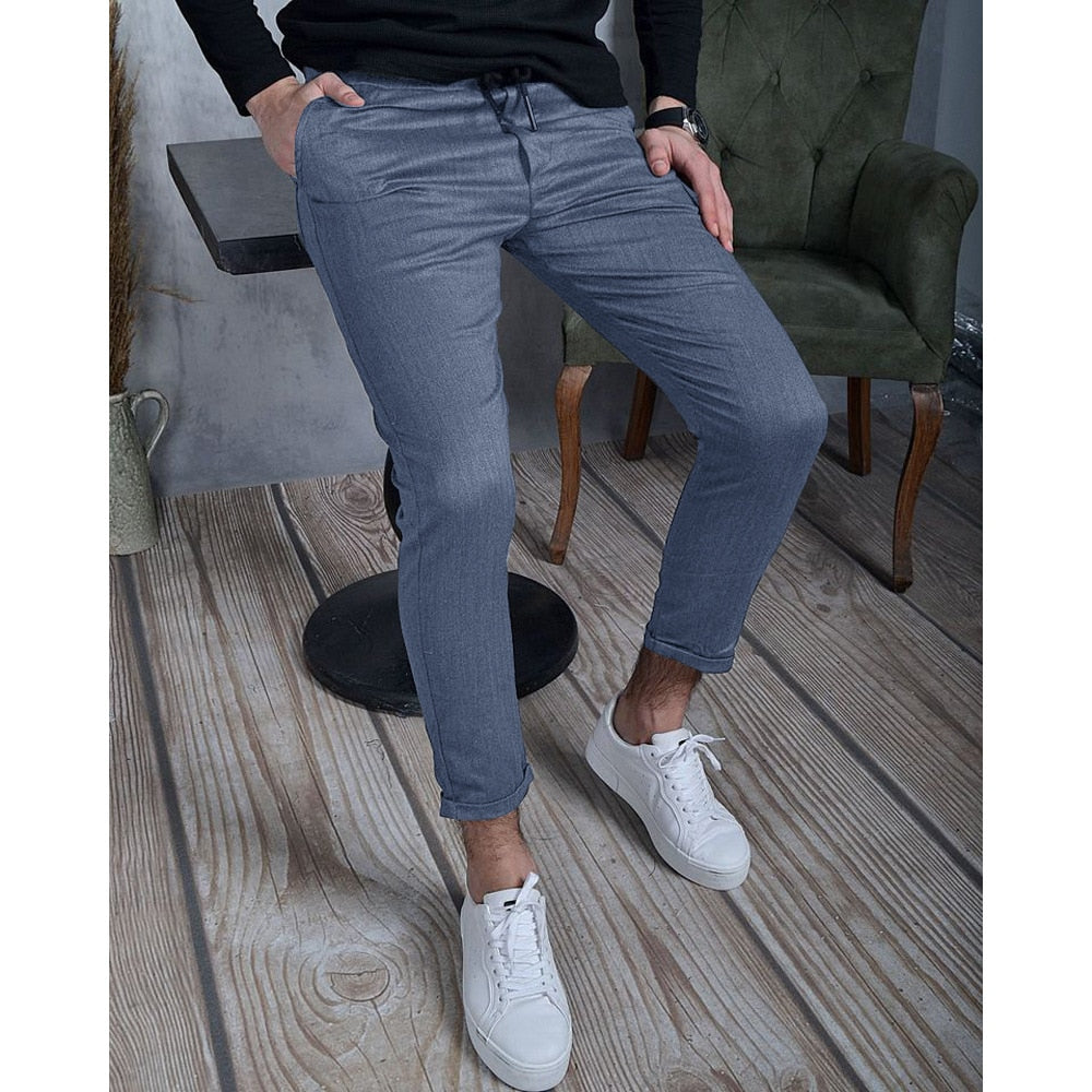 Slim Soild Color Casual Man Pants Classic Style Business Dress Male Trousers Spring Summer Straight Suit Clothes Men Sreatwear