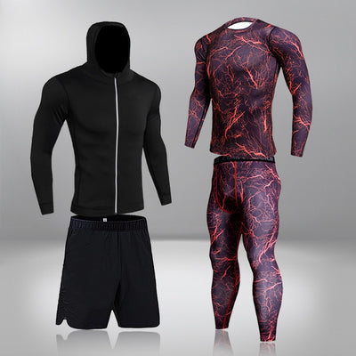 Men's Running 4PC/set Gym Legging Thermal Underwear Compression Fitness Rashguard Male Quick-Drying Tights Track Suit