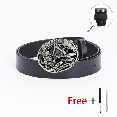 New Arrival Mens Fashion Leather Belt Freemason Letter "G" Free Mason Masonic Buckle Hook Diy Accessories Cowboy Strap For Jean