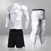 Men's Running 4PC/set Gym Legging Thermal Underwear Compression Fitness Rashguard Male Quick-Drying Tights Track Suit