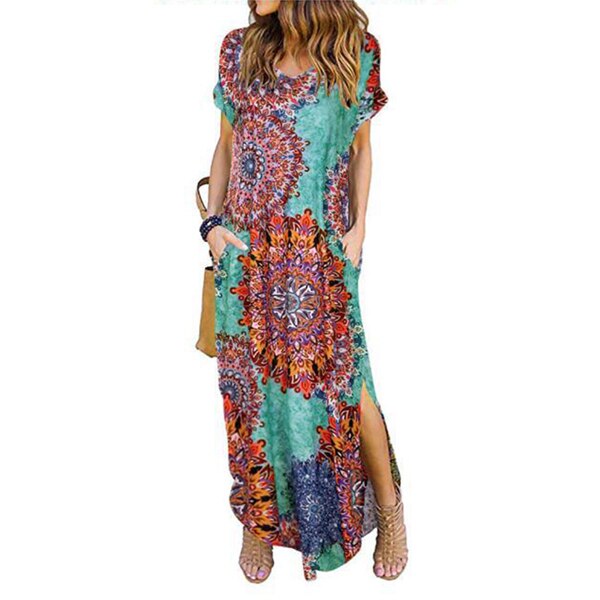 Plus Size 5XL Sexy Women Dress Summer 2020 Casual Short Sleeve Floral Maxi Dress For Women Long Dress Free Shipping Lady Dresses