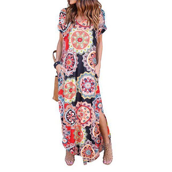 Plus Size 5XL Sexy Women Dress Summer 2020 Casual Short Sleeve Floral Maxi Dress For Women Long Dress Free Shipping Lady Dresses