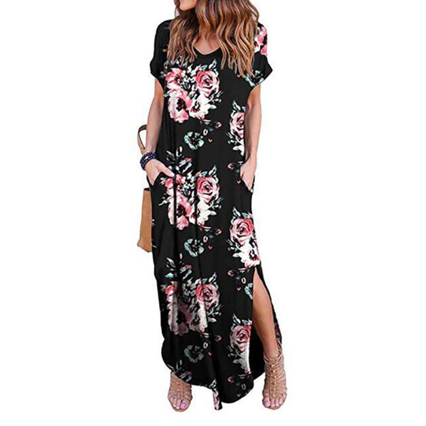 Plus Size 5XL Sexy Women Dress Summer 2020 Casual Short Sleeve Floral Maxi Dress For Women Long Dress Free Shipping Lady Dresses