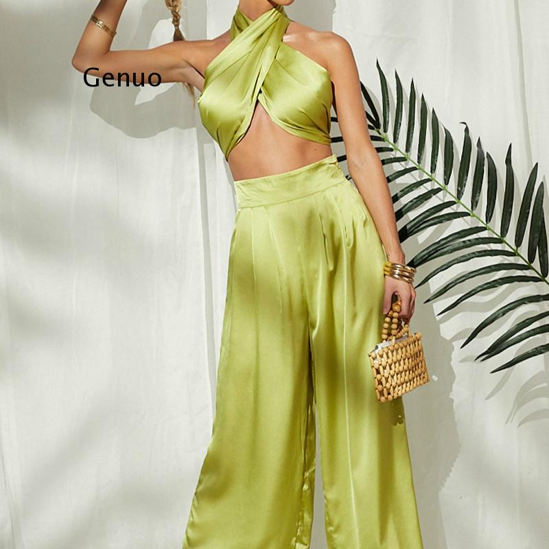 Sexy Bodycon Rompers Womens Jumpsuit Workout Active Wear Sleeveless 2021 Summer Satin Jumpsuits Skinny Fashion