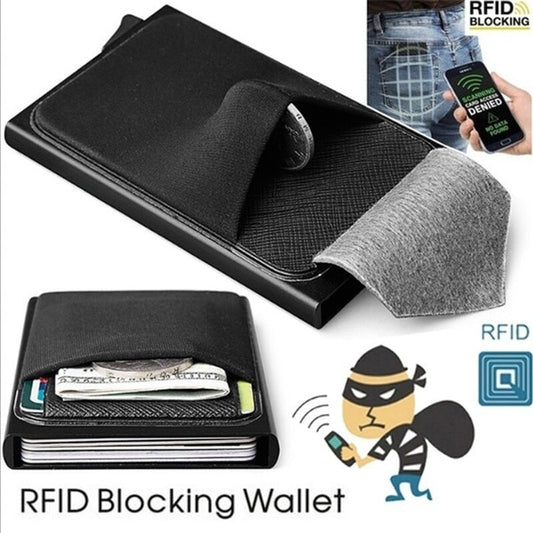 Men Women Pop-Up RFID Card Wallet, Mini Metal Aluminum Protective Gear Storage Bag, Quick Release Smart Wallet  id holder