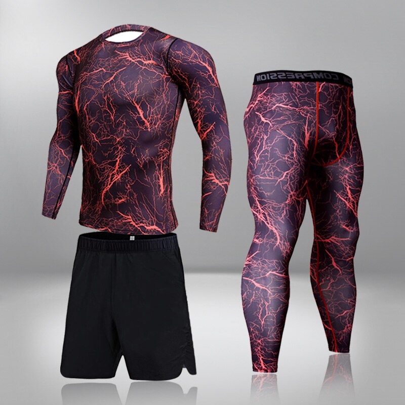 Men's Running 4PC/set Gym Legging Thermal Underwear Compression Fitness Rashguard Male Quick-Drying Tights Track Suit