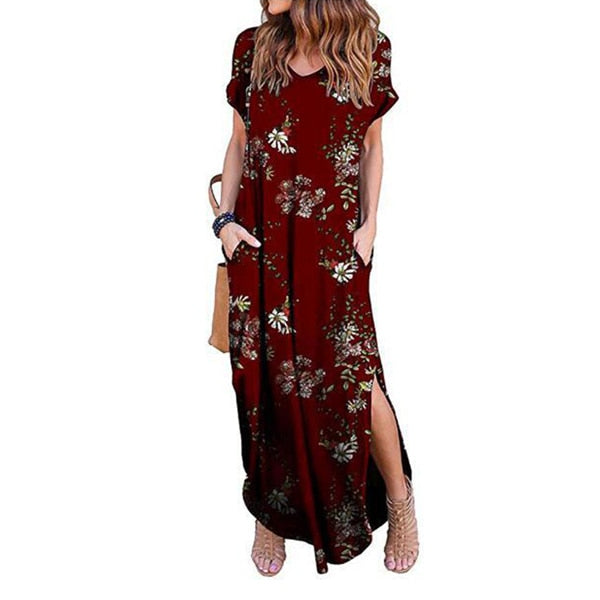 Plus Size 5XL Sexy Women Dress Summer 2020 Casual Short Sleeve Floral Maxi Dress For Women Long Dress Free Shipping Lady Dresses