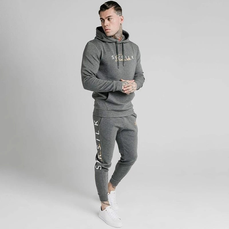 New Suit Men Sportswear Tracksuit Autumn Winter Sik Silk Suit Hoodies Sweatshirts Casual Joggers Pants Sweatpants Track Sets Men