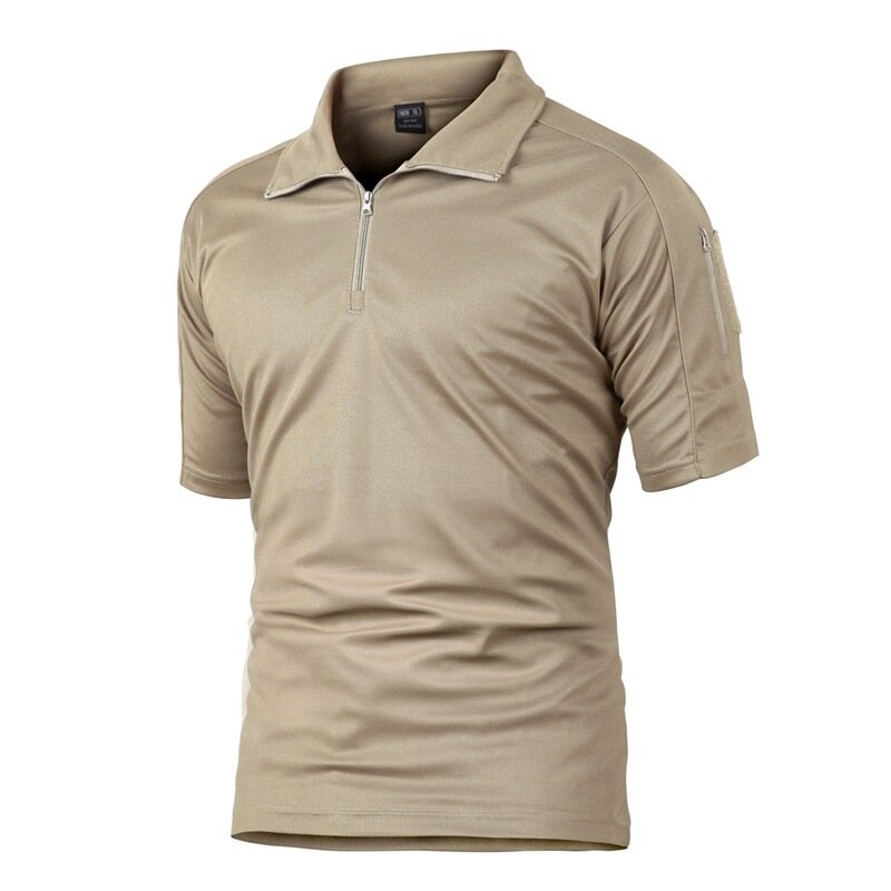 Men Summer Shirt Solid Color Green Polo