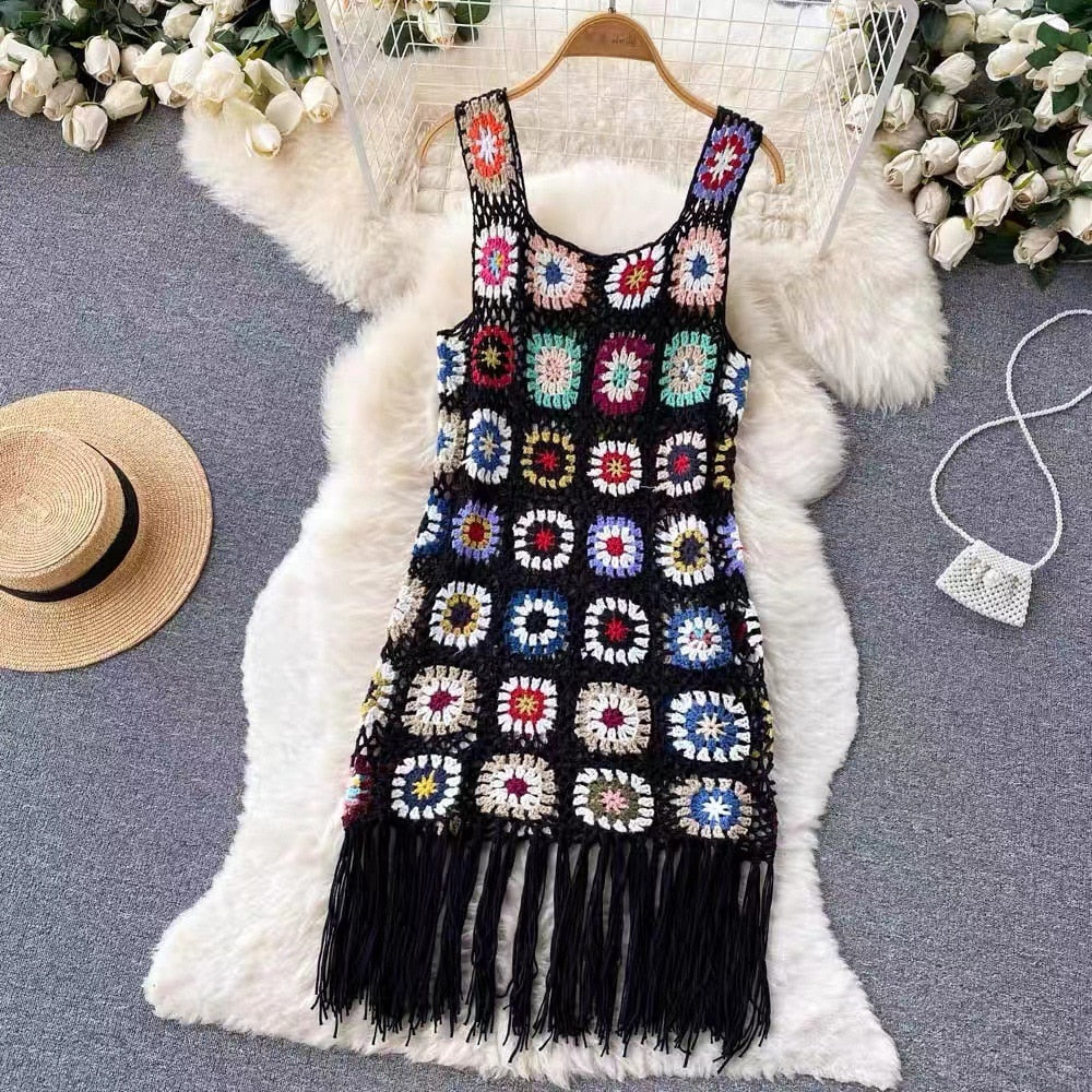 New Bohemian Holiday Handmade Crocheted Cover-ups For Swimwear Vacation Crochet Women's Swimming Beach Dress Sexy Lingerie Dress