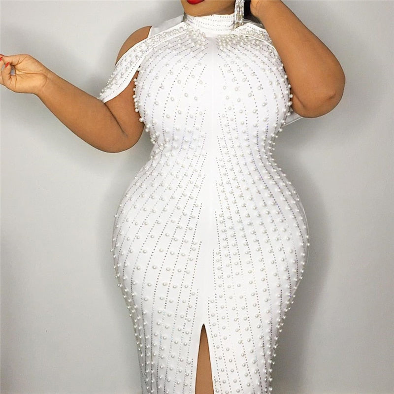 Fall Clothing White Sexy Dresses Party Night Club Dress Sleeveless Turtleneck High Waist Plus Size Dress Wholesale Dropshipping