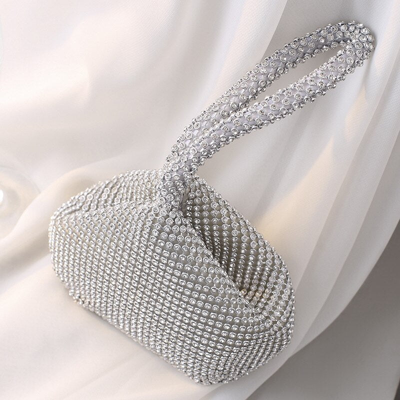 Ladies' Dinner Bag Pure Handmade Rhinestone Evening Dress Bag Handheld Handheld Banquet Bag Women's Handbag Small