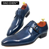 DAOCHEN MEN LEATHER SHOES BLACK BLUE MONK STRAP LOAFERS SLIP ON LUXURY BRAND CASUAL MENS DRESS SHOES WEDDING OFFICE MEN'S SHOES