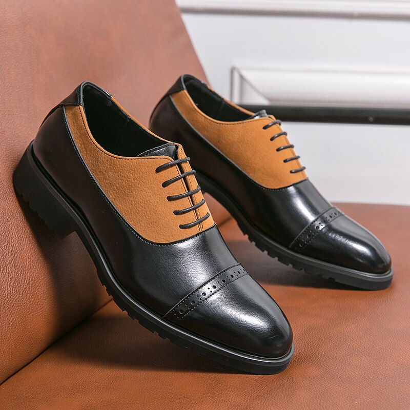 New Men Derby Shoes Black Round Toe Lace-up Party Business Pu Leather Handmade Men Dress Shoes Free Shipping Size 38-46