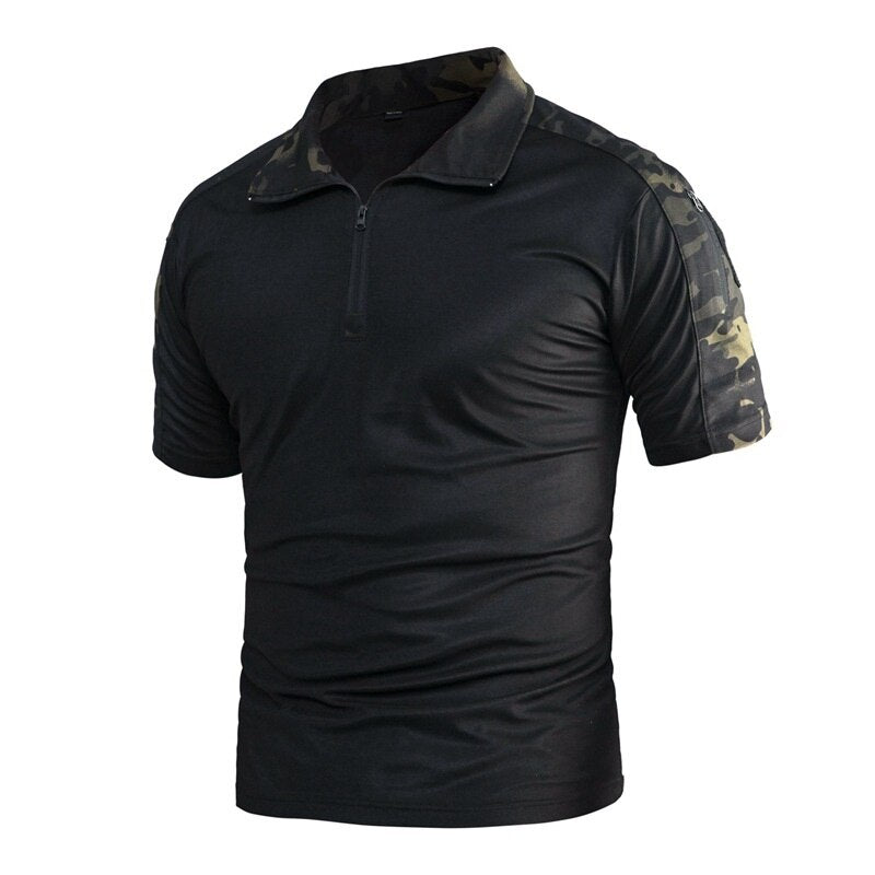 Men Summer Shirt Solid Color Green Polo