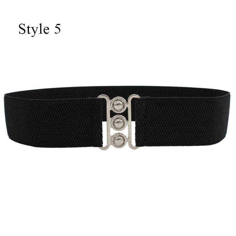 Women'S Elastic Wide Belt Golden Leaves Waist Belt Buckle Female Dress Coat Sweater Decorative Waistbands Fashion Cummerbands