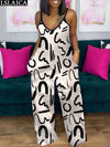 Slip Women Summer 2023 Outfit Wide Leg Pant Jumpsuit Pockets Elegance Party Fashion Women's Bodysuit Print Sleeveless Jump Suit