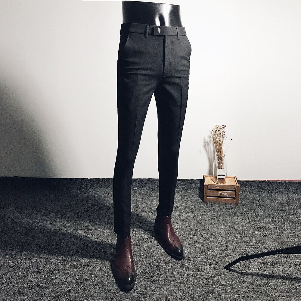 Men Suit Pants Formal Trousers Stretch Slim Pantalone Hombre Calça Masculina Solid Color Casual Dress Pants Fashion Men Clothing