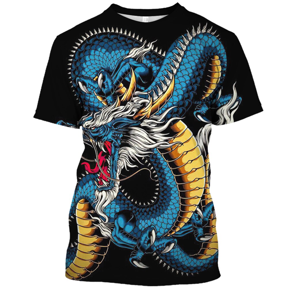 New 3D Men's T-Shirt Dragon Print 2023 Summer Crew Neck Short Sleeve Tee Shirt Oversized Loose Men's Clothing Casual Sweatshirt