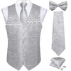 Men Black Paisley Vest Necktie Bowtie Pocket Square Cufflinks Dress Set жилетка мужская Classic 5 PCS Business Waistcoat for Man