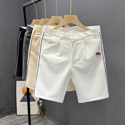 Embroidered Logo Summer Golf Casual Suit Shorts Men's Plankton Big Shorts 2023 New Striped Five-point Dress Pants Mid-pants