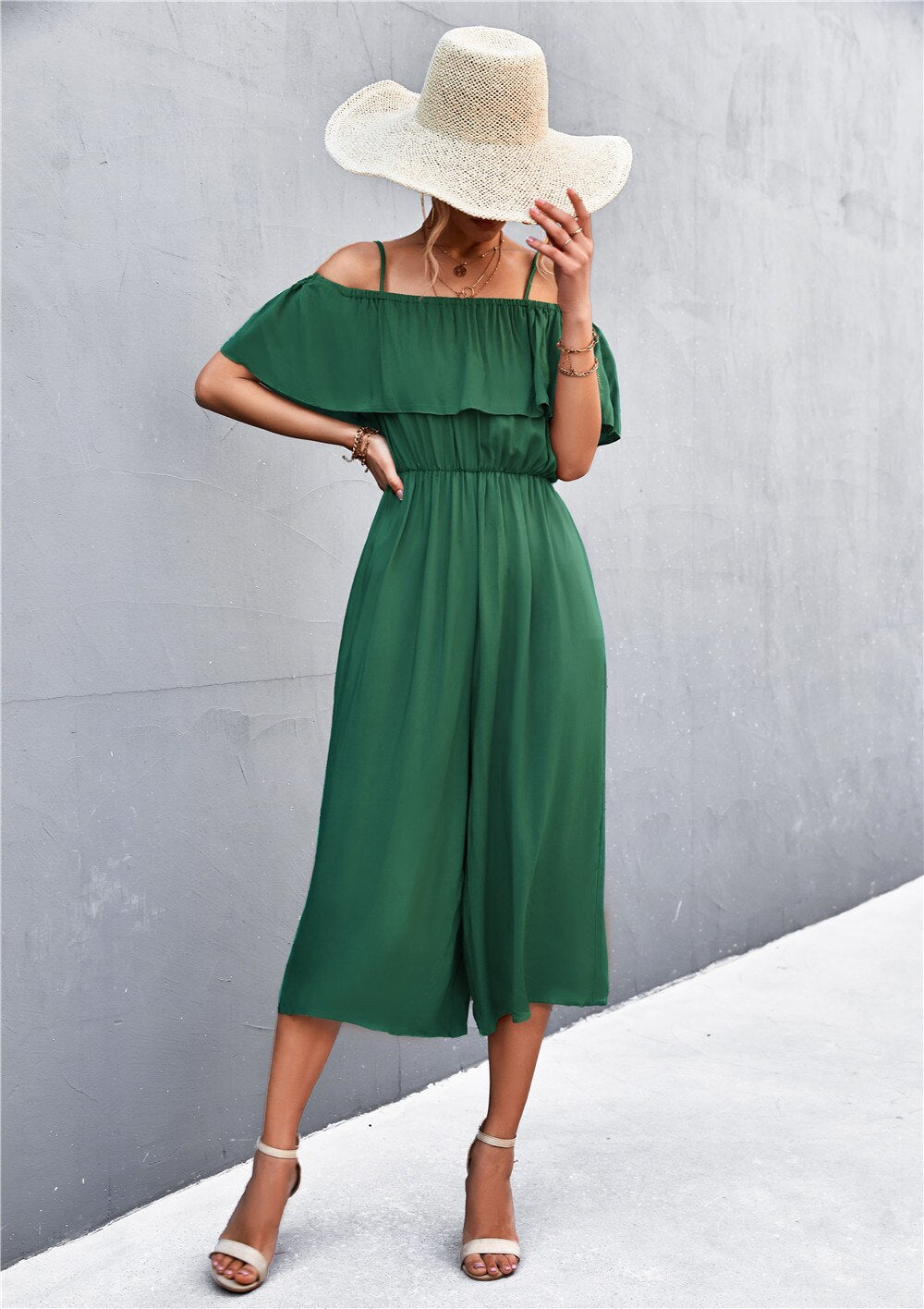 Jump Suits for Women 2023 Summer New Women Clothes Solid One Shoulder Loose Casual Strap Jumpsuit Commuting Womens Jumpsuit Traf