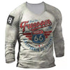 Vintage Men's T Shirt Long Sleeve Cotton Top Tees USA Route 66 Letter Graphic 3D Print T-Shirt Fall Oversized Loose Clothing 5XL