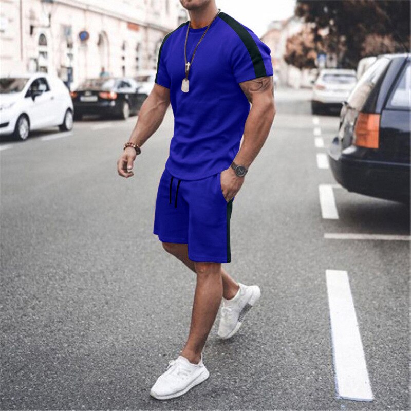 Mens Tracksuit Two Piece Sets Fashion Casual Short Sleeve Tshirts Short Outfits Streetwear Jogger Sets Printed Sports Track suit