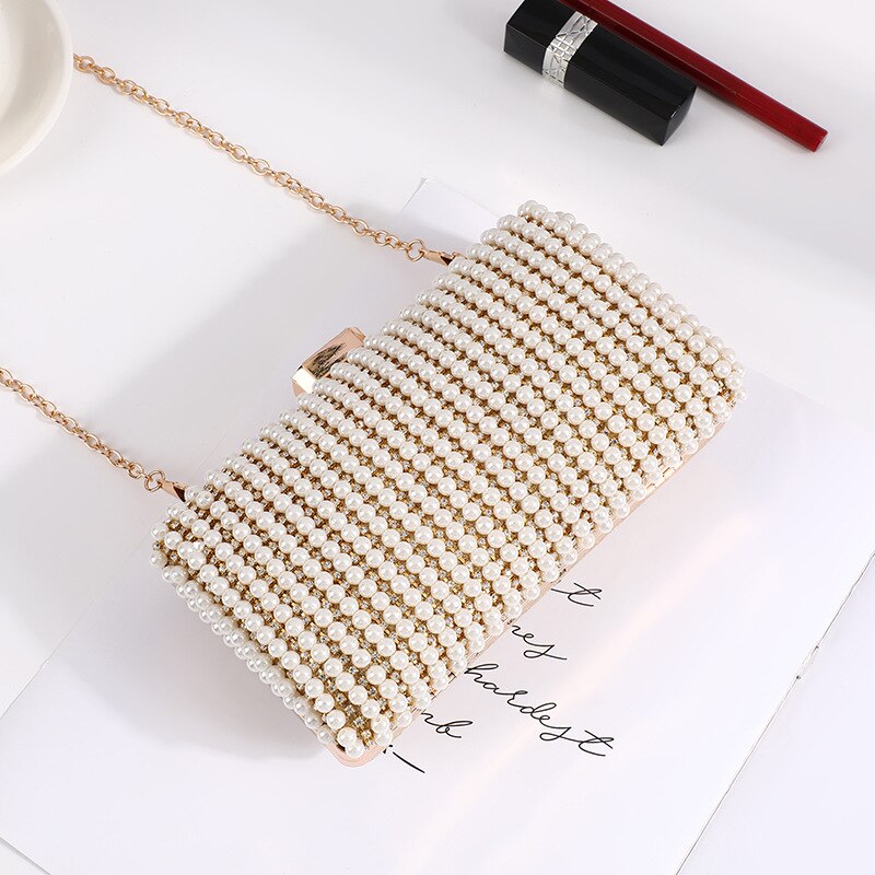 ROENICK Women Diamonds Pearl Evening Bags Bridal Wedding Dress Chain Clutch Cocktail Banquet Luxury Designer Handbags Purses