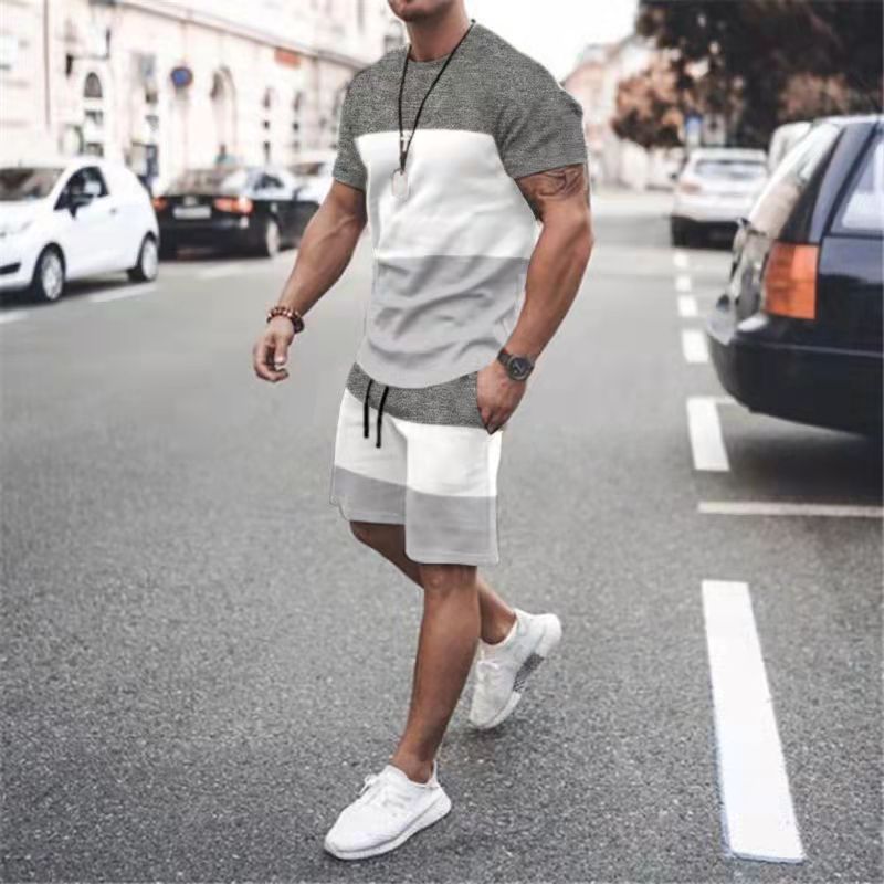 Mens Tracksuit Two Piece Sets Fashion Casual Short Sleeve Tshirts Short Outfits Streetwear Jogger Sets Printed Sports Track suit