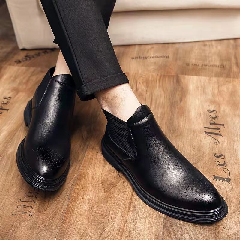 Male Patent Leather Moccasins Shoes High Top Italian Formal Dress Brogue Oxford Wedding Business Shoes Boots 2022