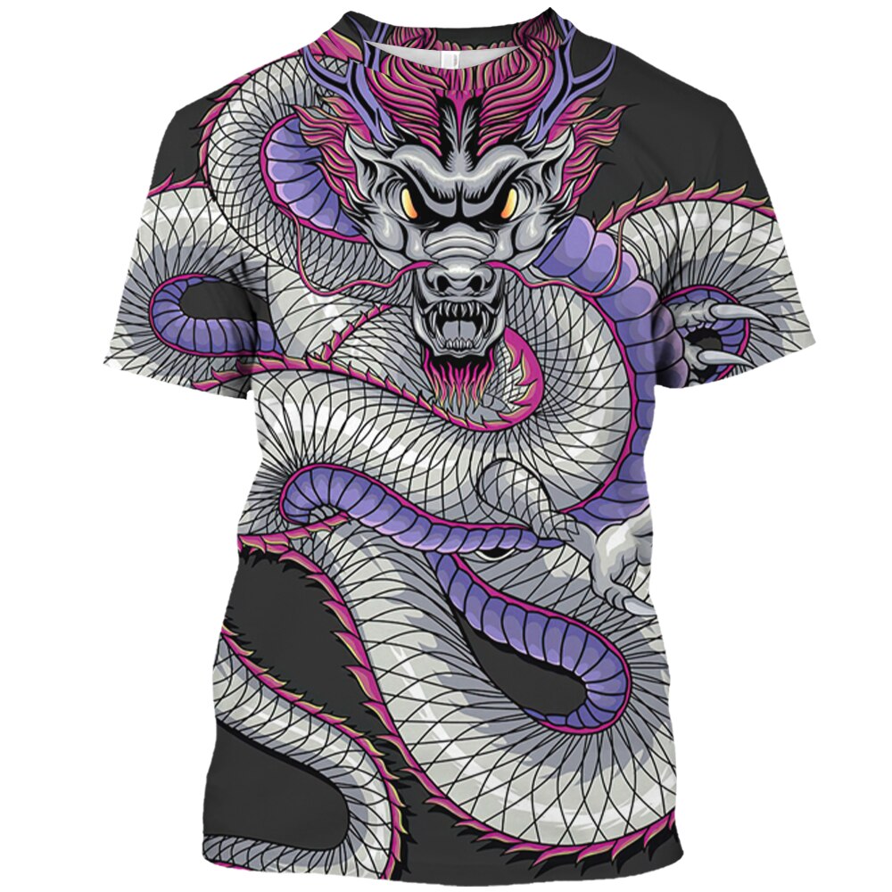 New 3D Men's T-Shirt Dragon Print 2023 Summer Crew Neck Short Sleeve Tee Shirt Oversized Loose Men's Clothing Casual Sweatshirt