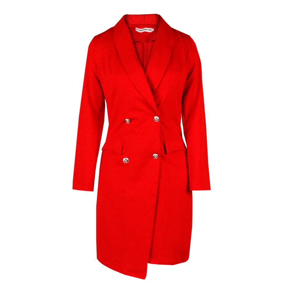 Women Mini Dresses V Neck Long Sleeves Blazer Elegant Office Ladies Work Wear Classy Package Hip Female African Suit Red Blue