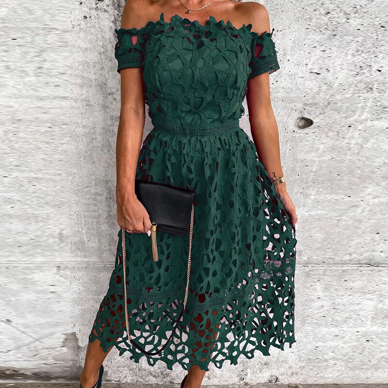 Female Patchwork Short Sleeve Solid Dress Slash Neck Women Maxi Summer Dress Casual Backless Vintage Streetwear Dress Vestidos