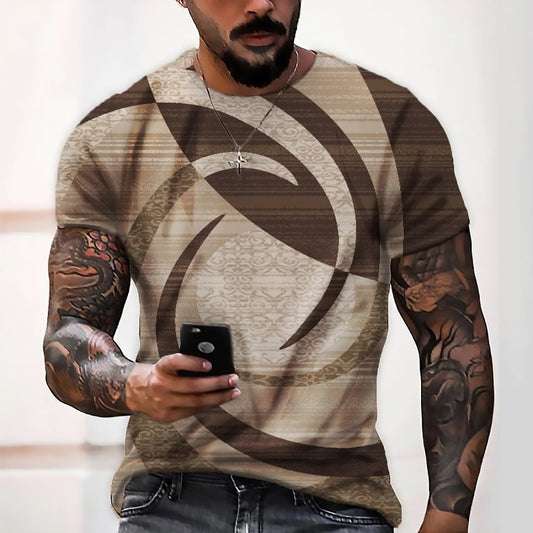 Summer New Men's T-Shirt Top Men's Top Tribal 3D Print Round Neck Holiday Harajuku Short Sleeve 2023 Casual Men's Funny Dress