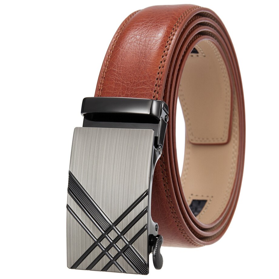 Plyesxale Luxury Designer Mens Belts Adjustable Top Quality Cowskin Leather Belt For Men 35mm Width Tan Brown Black Strap B1047