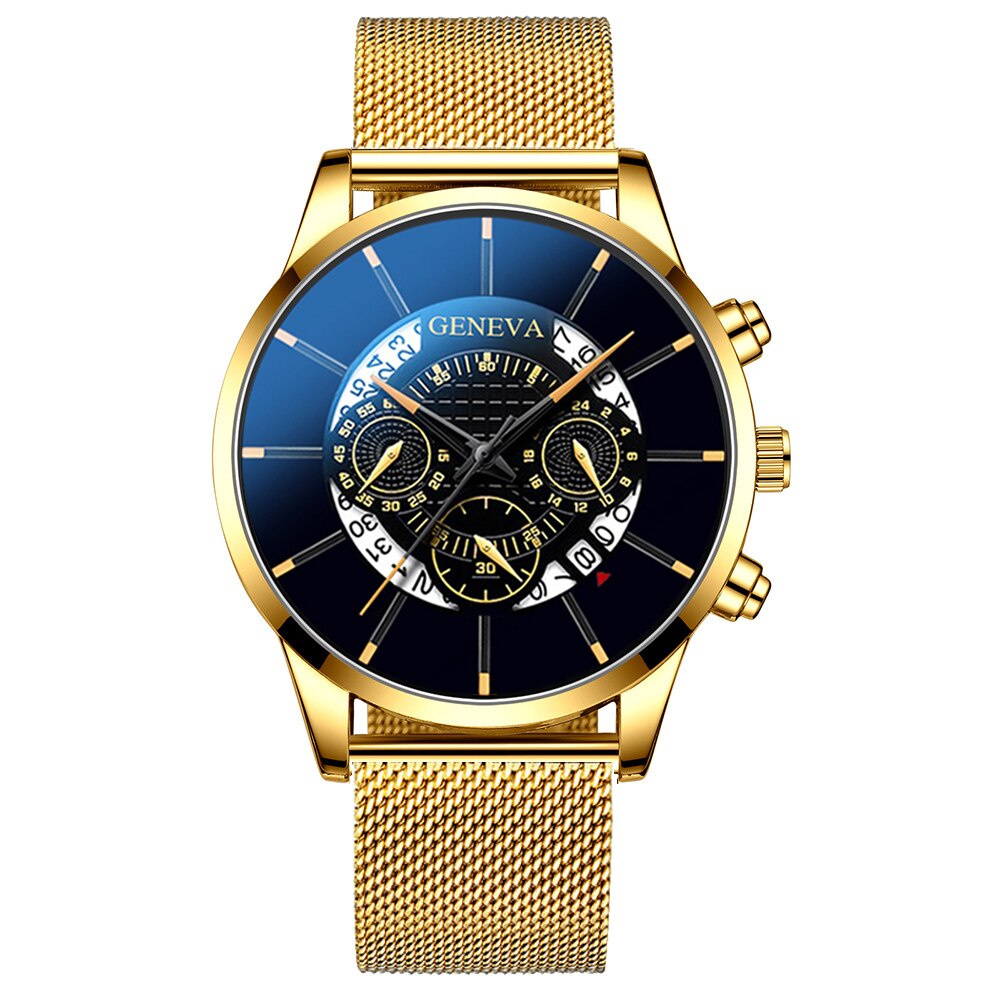 2023 New Men's Fashion Business Watches for Men Golden Stainless Steel Watch Mesh Strap Casual Quartz Wrist Watch reloj hombre