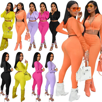 Streetwear Fall 2 Piece Set Women Hoodies Tracksuit Sweatsuit Lounge Matching Set Outfits Sport Active Wear Women Sweat Suit Set