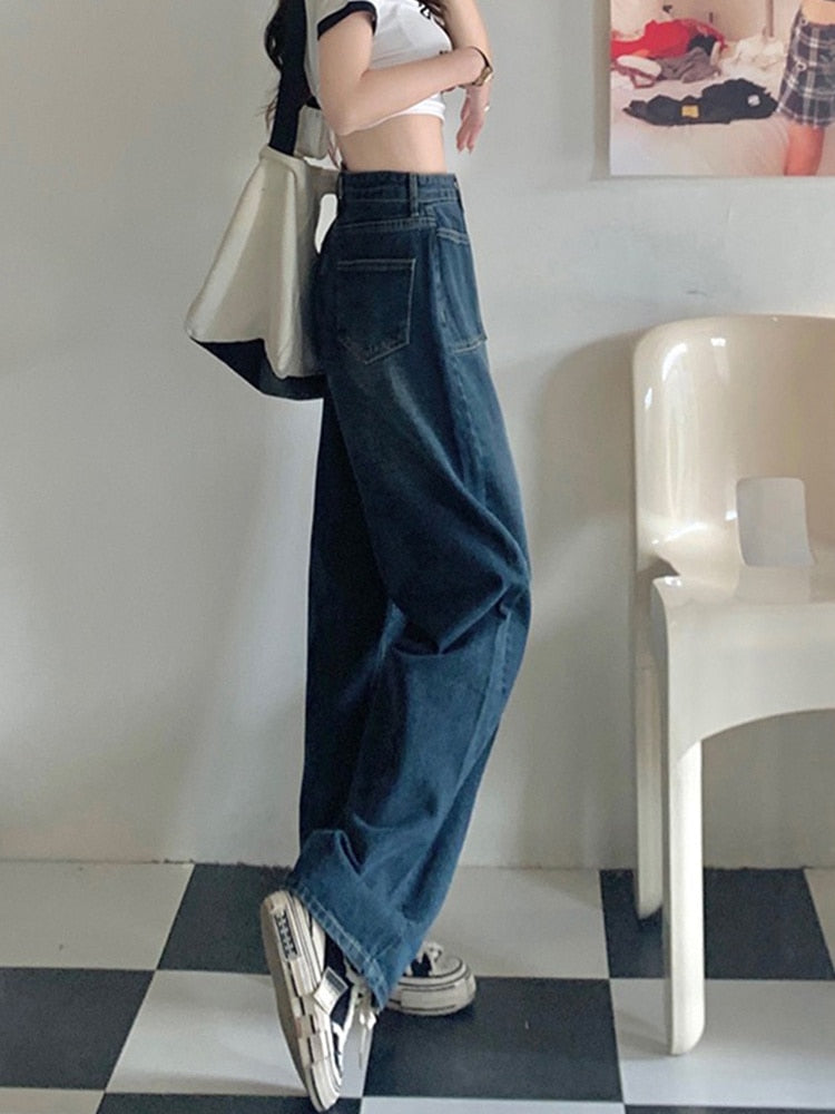 American wide leg jeans women's 2023 spring dress new high waist slim loose mopping spring and autumn straight pants trend 2023